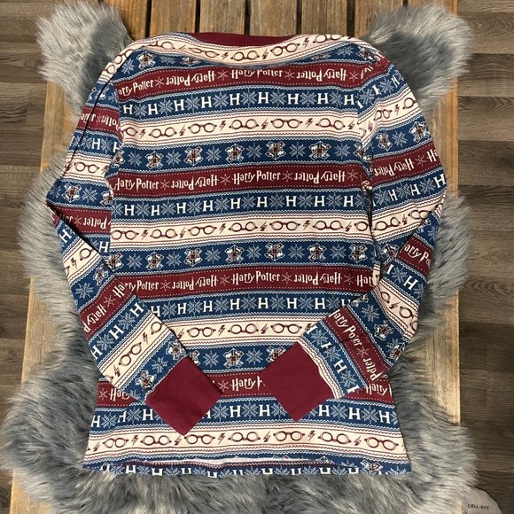 Harry potter blue maroon winter printed pajama set medium - Picture 6 of 10